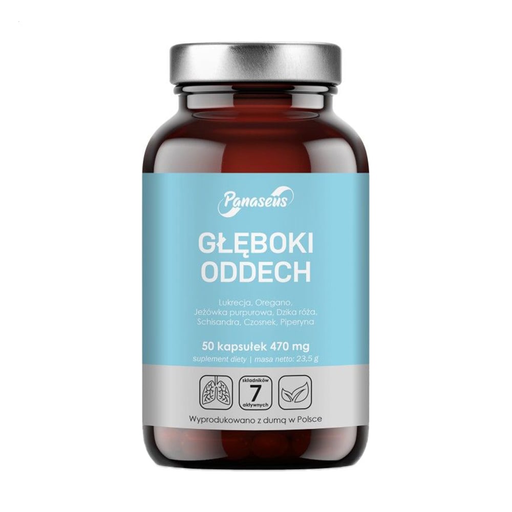 Дiєтична дoбaвка в капсулах Panaseus Deep Breath Глибоке дихання, 470 мг, 50 шт
